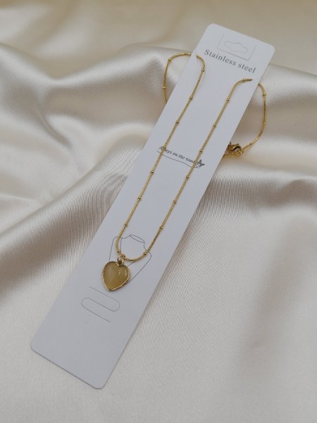 Kedi Gözü  kalp kolye Kedi Gözü  kalp kolye