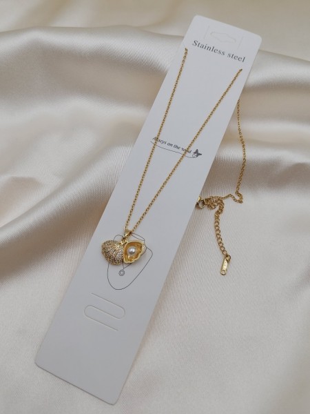 316L Çelik İncili İstiridye Kolye  316L Çelik İncili İstiridye Kolye