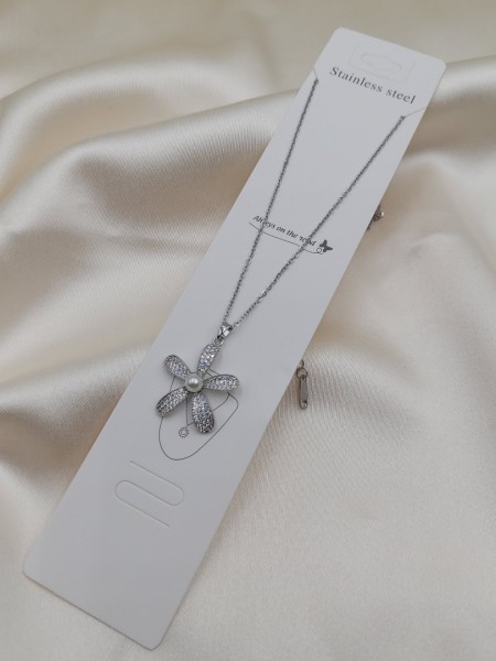 316L Çelik Gümüş İncili Yıldız Kolye 316L Çelik Gümüş İncili Yıldız Kolye