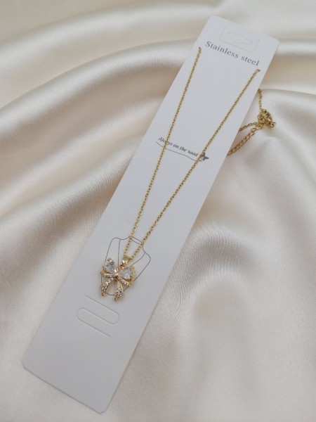 316L Çelik Taşlı Fiyonk Kolye  316L Çelik Taşlı Fiyonk Kolye