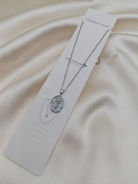 316L Çelik Gümüş Gül Kolye  316L Çelik Gümüş Gül Kolye